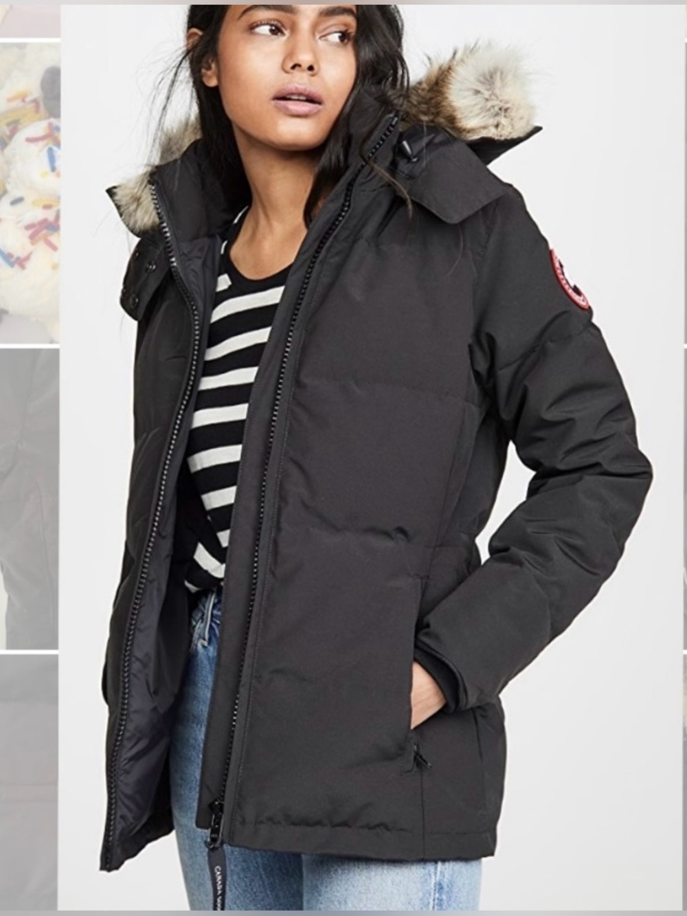 Canada Goose Chelsea Parka Black Puffer Jacket with Fur-Trim Hood - Picture 2 of 12